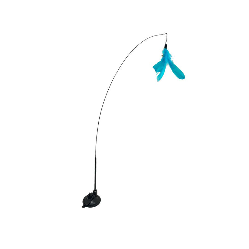 Brinquedo Interativo para Gatos: Varinha com Ventosa e Pena Espaço de Bicho Azul 